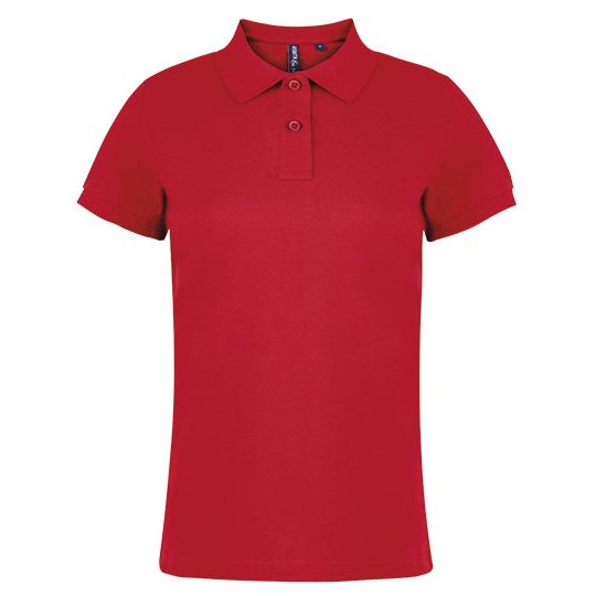 Polo Damskie Dopasowane Bawelniane AQ020 - Red