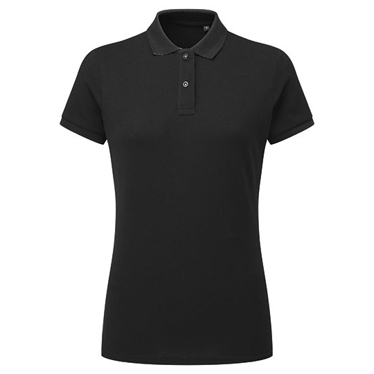 Koszulka Polo Damska Taliowana Bawelniana AQ022 - Black & White