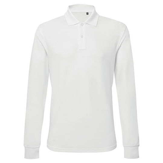 Polo Meskie Klasyczne Dlugi Rekaw Bawelna Czesana AQ030 - White