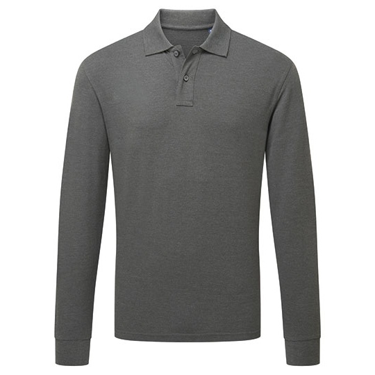 Polo Meskie Klasyczne Dlugi Rekaw Bawelna Czesana AQ030 - Charcoal