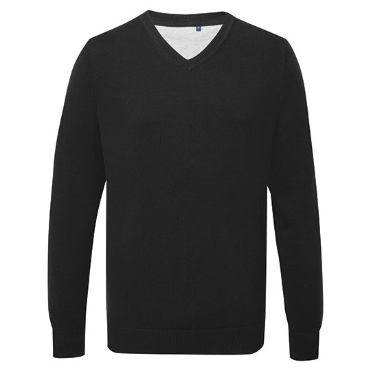 Męski sweter z dekoltem w serek AQ042 - Black