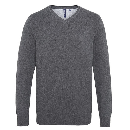 Męski sweter z dekoltem w serek AQ042 - Charcoal