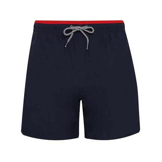 Męskie szorty kąpielowe z troczkiem AQ053 - Navy & Red