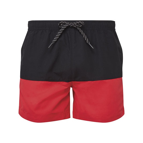 Szorty Kapielowe Meskie Mikrofibra Twill AQ056 - Black & Red