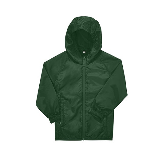 Kurtka przeciwwiatrowa dziecieca z kapturem BCJK001 - Bottle Green
