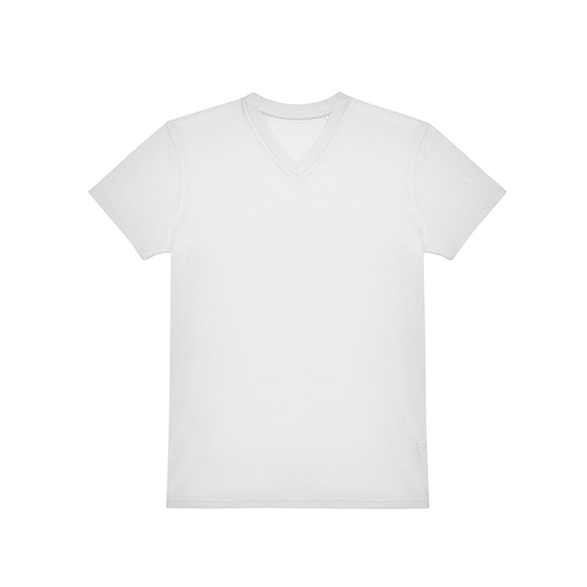 T-shirt Meski Klasyczny V-neck Bawelna Dekatyzowana BCTU008 - White