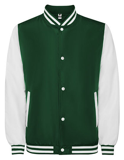Kurtka Bejsbolowa Unisex Dwukolorowa Poliester RY6440 - Bottle Green 56 & White 01
