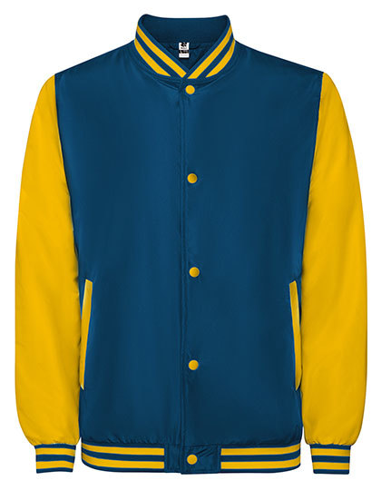 Kurtka Bejsbolowa Unisex Dwukolorowa Poliester RY6440 - Cobalt Blue 201 & Golden Yellow 96
