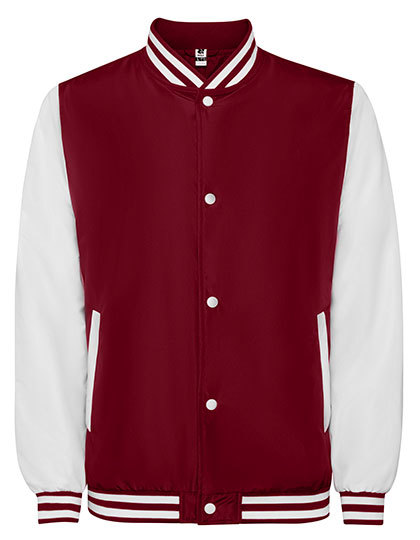 Kurtka Bejsbolowa Unisex Dwukolorowa Poliester RY6440 - Garnet Red 57 & White 01