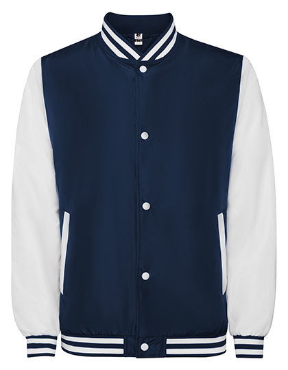 Kurtka Bejsbolowa Unisex Dwukolorowa Poliester RY6440 - Navy Blue 55 & White 01
