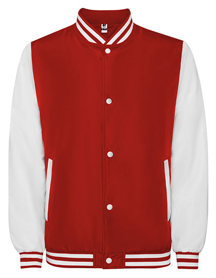 Kurtka Bejsbolowa Unisex Dwukolorowa Poliester RY6440 - Red 60 & White 01