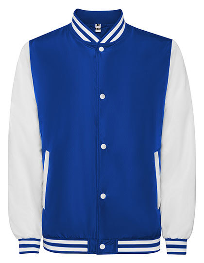 Kurtka Bejsbolowa Unisex Dwukolorowa Poliester RY6440 - Royal Blue 05 & White 01