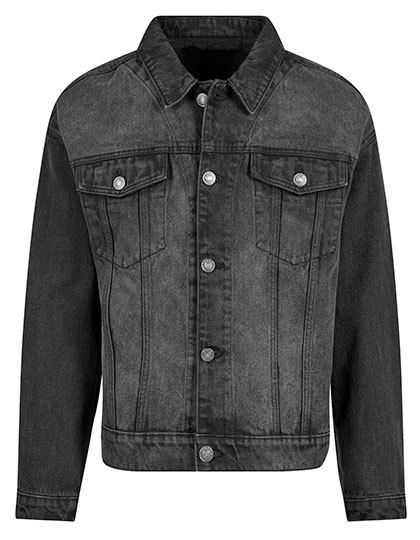 Jeansowa kurtka boxy BY312 - Black Washed