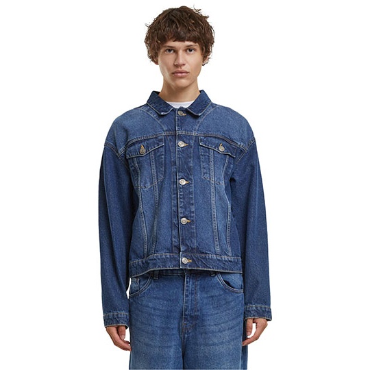 Jeansowa kurtka boxy BY312 - New Mid Blue Washed