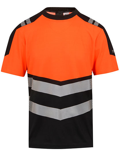 T-shirt Odblaskowy Bambusowy Odprowadzajacy Wilgoc RG280 - Black & Orange
