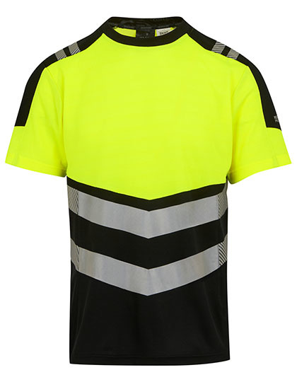T-shirt Odblaskowy Bambusowy Odprowadzajacy Wilgoc RG280 - Black & Yellow