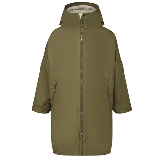 Kurtka Dziecieca Oversize Wodoodporna Polarowa TR80B - Olive & Natural