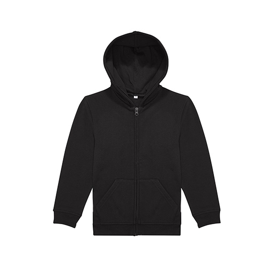 Bluza Dziecięca Rozpinana z Kapturem Bawełna Poliester Czesana BCWK003 - Black