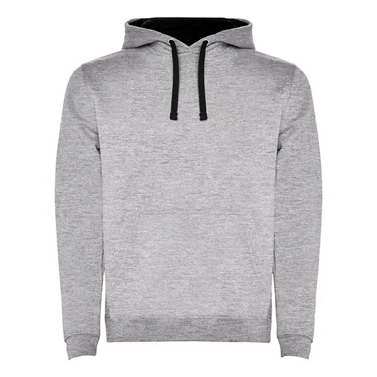 Bluza dziecięca z kapturem i kieszenią RY1067K - Heather Grey 58 & Black 02