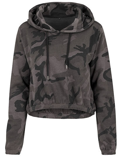 Damska Bluza Crop z Kapturem BY065 - Dark Camo