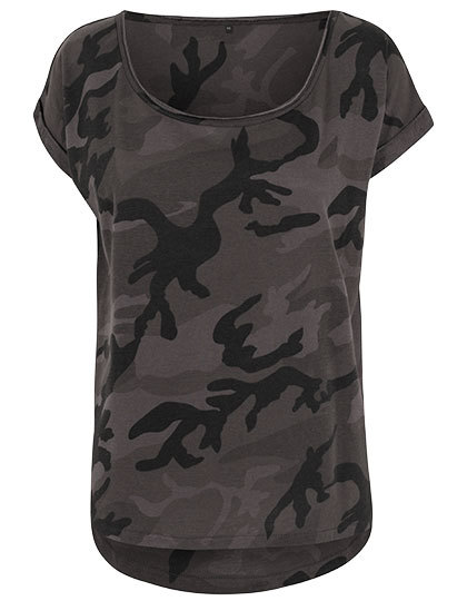 Damska koszulka oversize BY064 - Dark Camo
