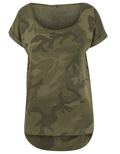 Damska koszulka oversize BY064 - Olive Camo