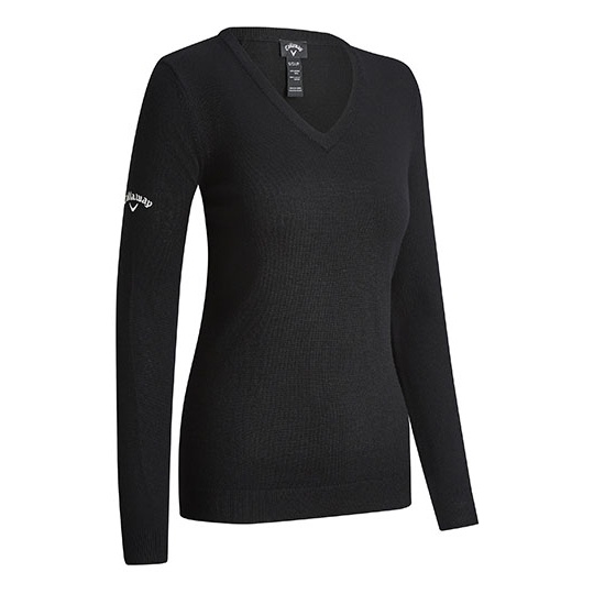 Sweter Damski Dekolt V Welniany Termiczny CW352 - Black Onyx