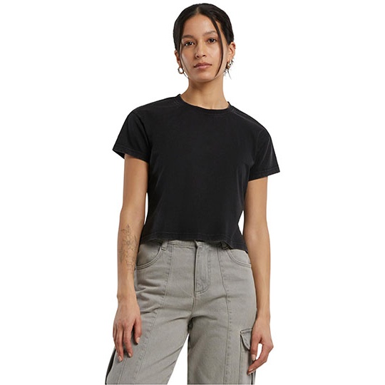 T-shirt Damski Krotki Bawelniany Vintage BY305 - Black