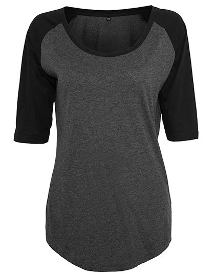 Koszulka Damska Raglanowa Bawelniana BY022 - Charcoal (Heather) & Black