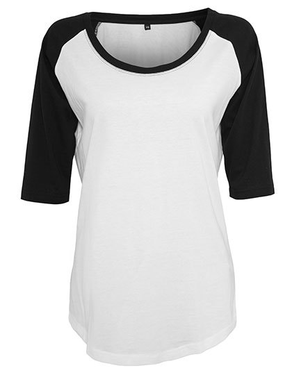Koszulka Damska Raglanowa Bawelniana BY022 - White & Black