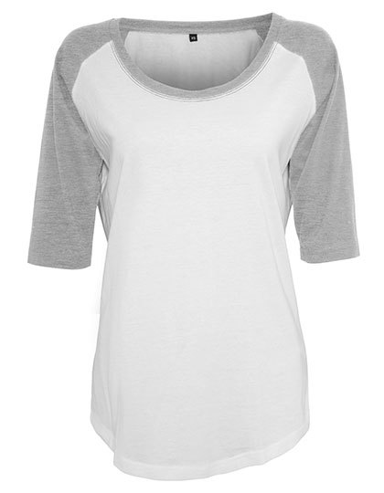 Koszulka Damska Raglanowa Bawelniana BY022 - White & Heather Grey