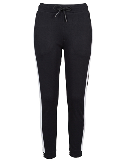 Spodnie Dresowe Damskie Bawelniane z Lampasem BY103 - Black & White