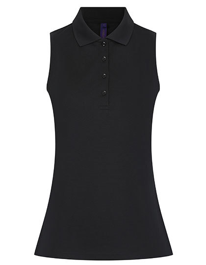 Damska koszulka polo bez rekawow W477 - Black