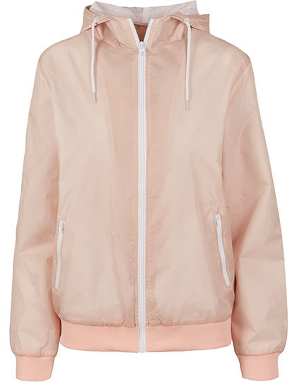 Kurtka Wiatrowka Damska Nylonowa BY130 - Light Pink & White