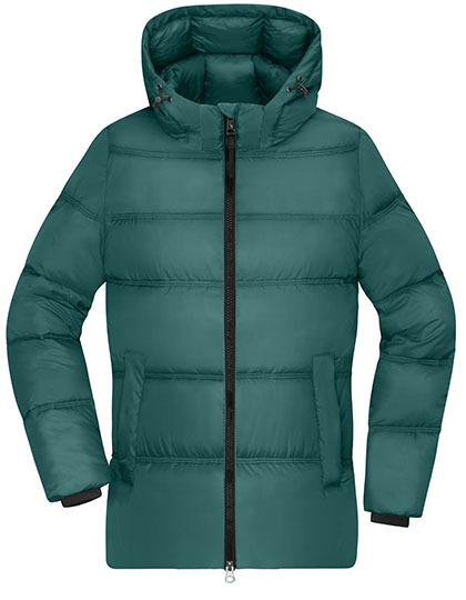 Plaszcz Damski Pikowany Zimowy JN1369 - Smoky Green