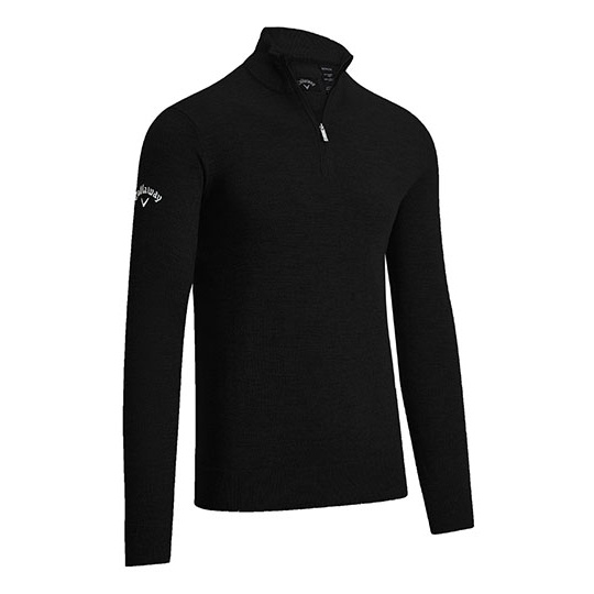 Meski Sweter Merino 1/4 Zamek CW351 - Black Onyx
