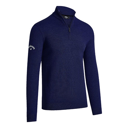 Meski Sweter Merino 1/4 Zamek CW351 - Dark Navy