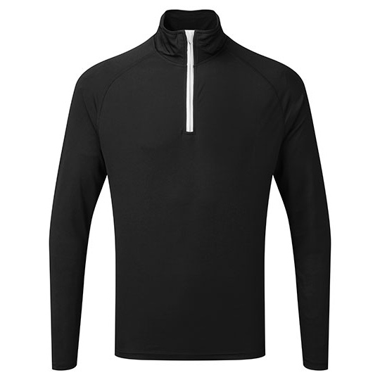 Bluza Meska z Dlugim Rekawem i Zamkiem 1 4 Odprowadzajaca Wilgoc TR110 - Black & White
