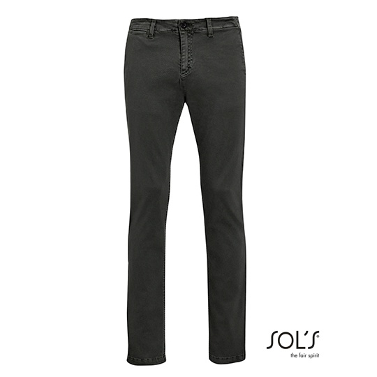 Spodnie Meskie Klasyczne Bawelniane z Elastanem L01424 - Charcoal Grey (Solid)