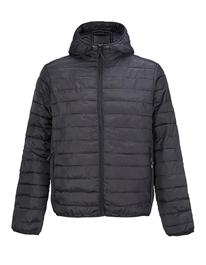Kurtka Meska Lekka Pikowana z Kapturem Poliester z Recyklingu L04444 - Black