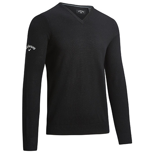Sweter Meski Dekolt V Welniany Sportowy CW353 - Black Onyx