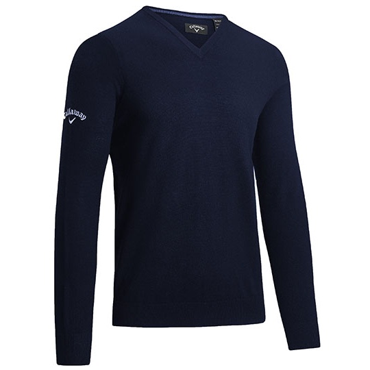 Sweter Meski Dekolt V Welniany Sportowy CW353 - Dark Navy
