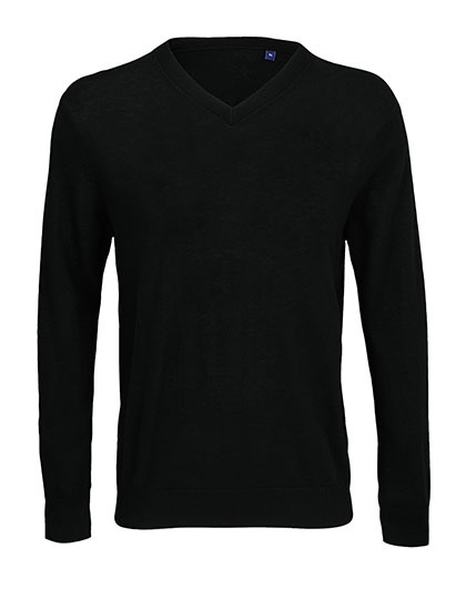 Sweter Męski Slim V-neck Welna Poliester NB3987 - Deep Black