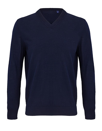 Sweter Męski Slim V-neck Welna Poliester NB3987 - Night