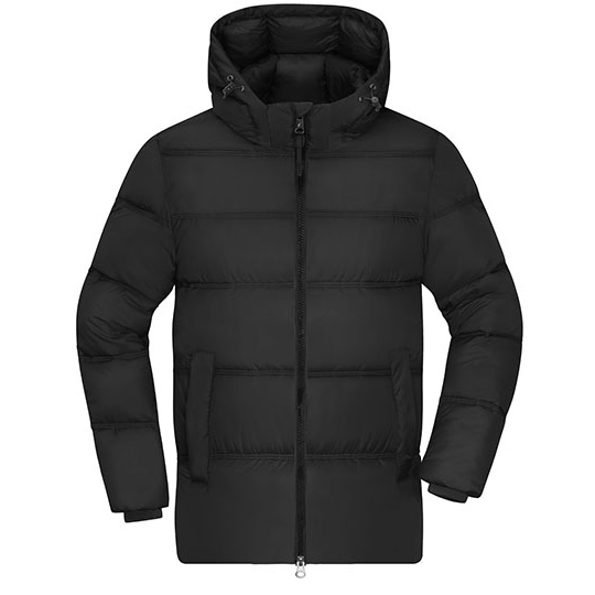 Plaszcz Zimowy Meski Pikowany Ocieplany JN1370 - Black
