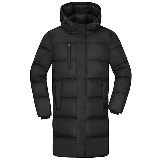 Plaszcz Meski Pikowany Zimowy z Kapturem JN1368 - Black