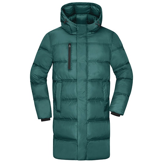 Plaszcz Meski Pikowany Zimowy z Kapturem JN1368 - Smoky Green