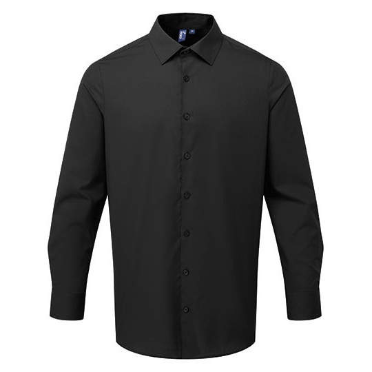Koszula Meska Nowoczesny Kroj Dlugi Rekaw PW203 - Black