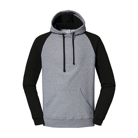 Bluza z kapturem raglanowa dwukolorowa NuBlend JZ96CR - Oxford Grey & Black