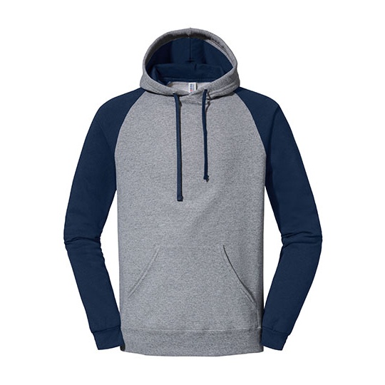 Bluza z kapturem raglanowa dwukolorowa NuBlend JZ96CR - Oxford Grey & Navy